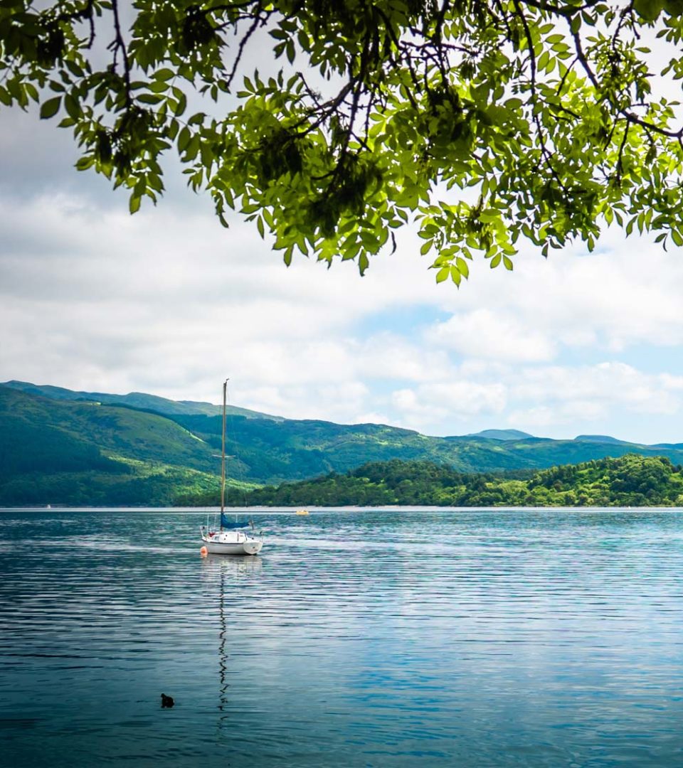 View of Loch Lomond from Luss on a sunny day