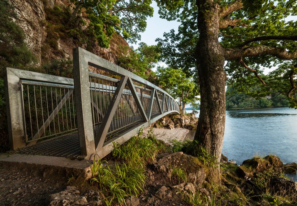 A bridge over a bay on a Balmaha walk to Millarochy Bay