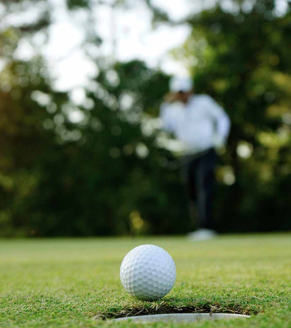 a golf ball near the hole