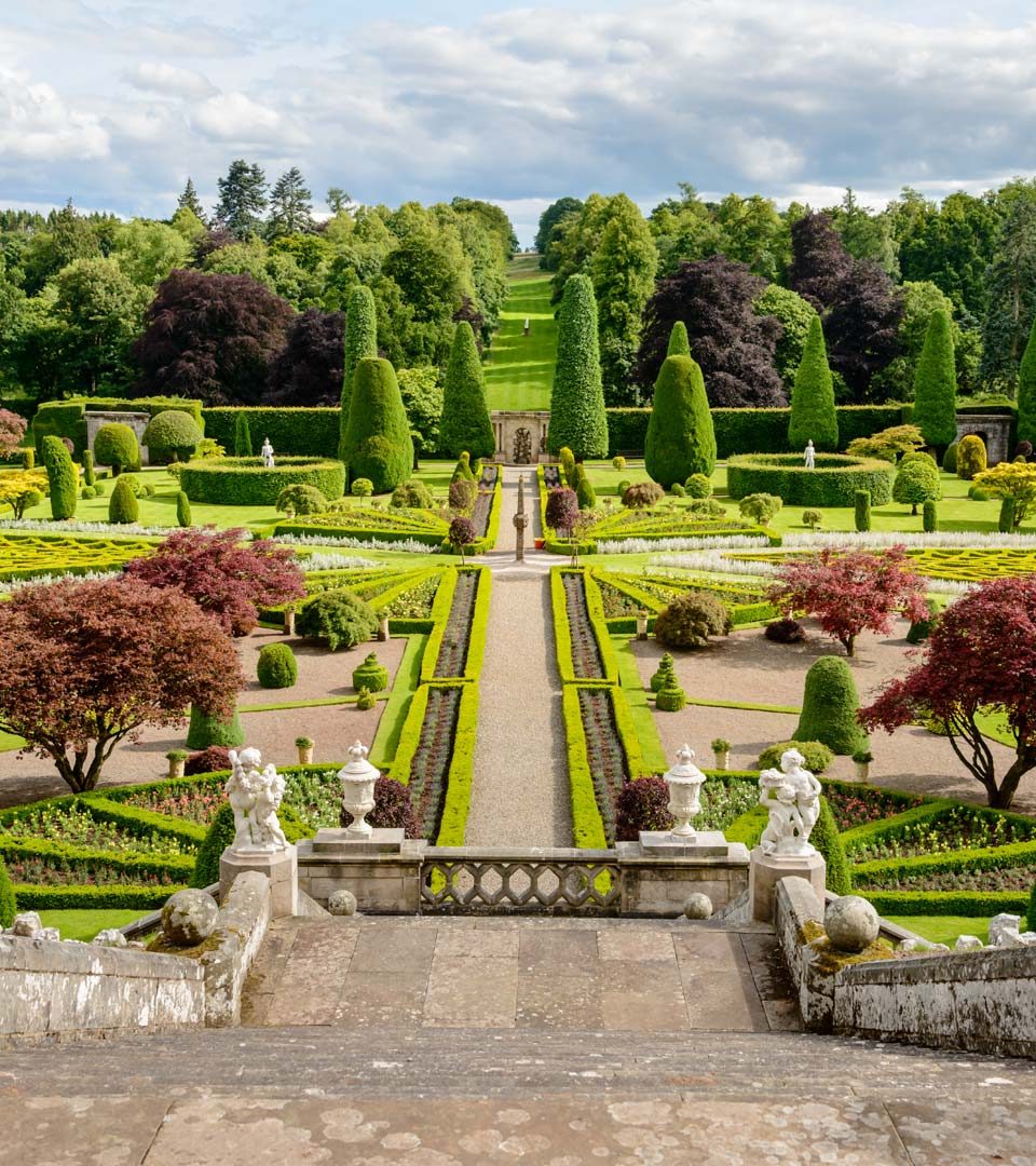 Drummond Gardens, formal castle gardens in Crieff Scotland