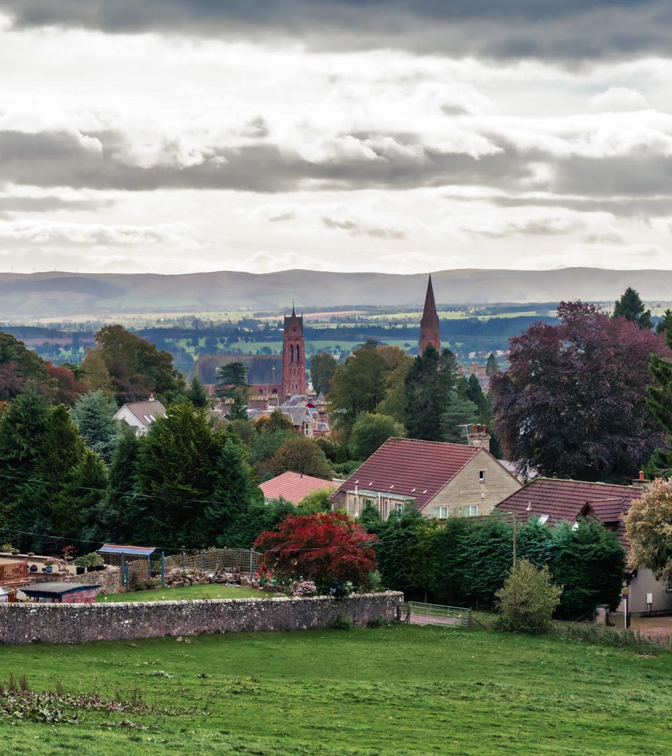 View over Scottish town of Crieff