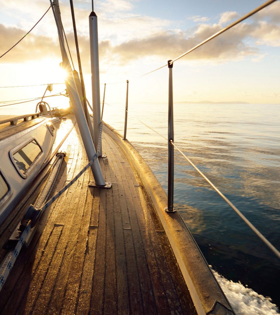 View from a modern yacht sailing on the water