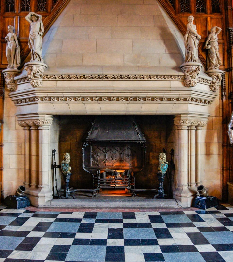 Grand fireplace in the Great Hall in Edinburgh Castle