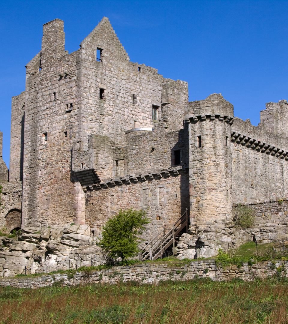 Craigmillar Castle in Edinburgh, Scotland, was founded circa 1400 by the Preston family and has strong historical connections with Mary Queen of Scots who was a frequent visitor.