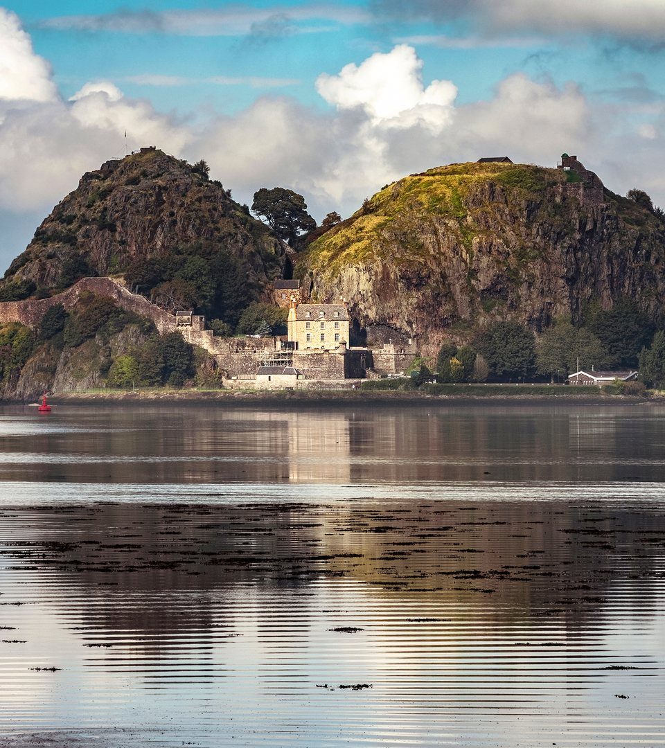 Calm morning at the Dumbarton Castle, Scotland, UK