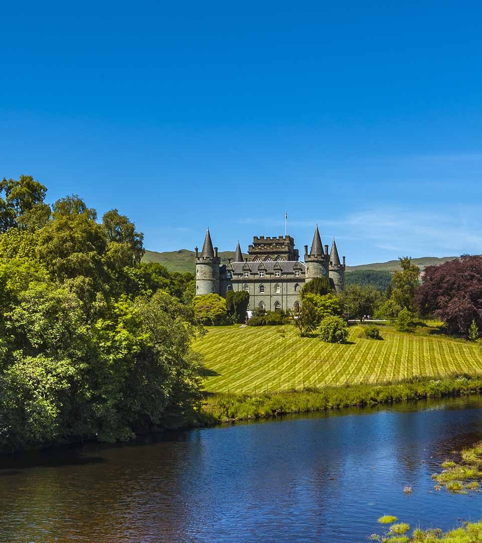 A distant view of Inveraray Castle