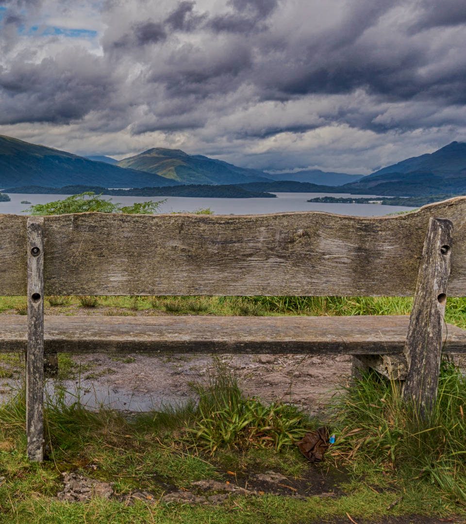 Viewpoint bench at Inchcailloch summit