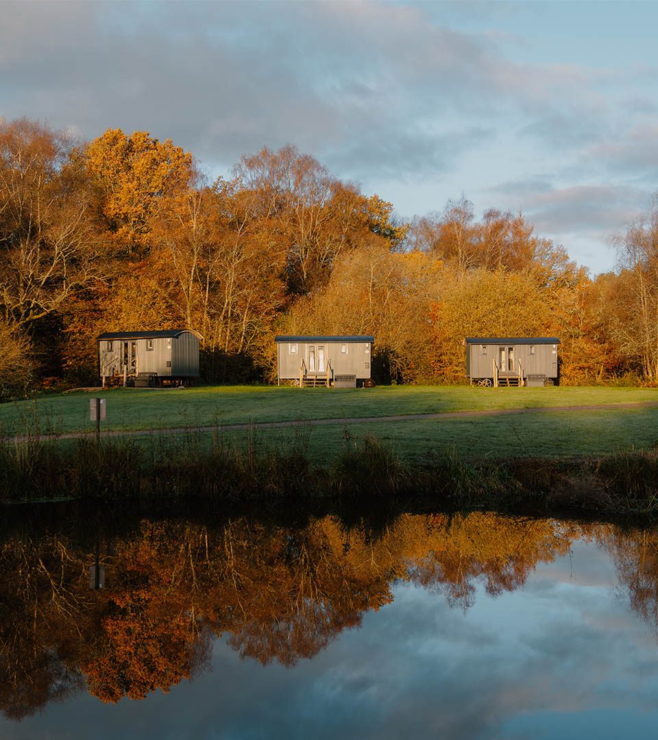 Three Shepherd's Huts at Loch Lomond Waterfront luxury lodges in Balmaha