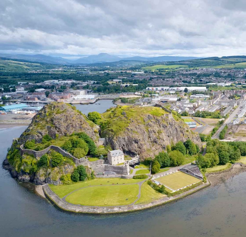 Aerial view of Dumbarton Castle