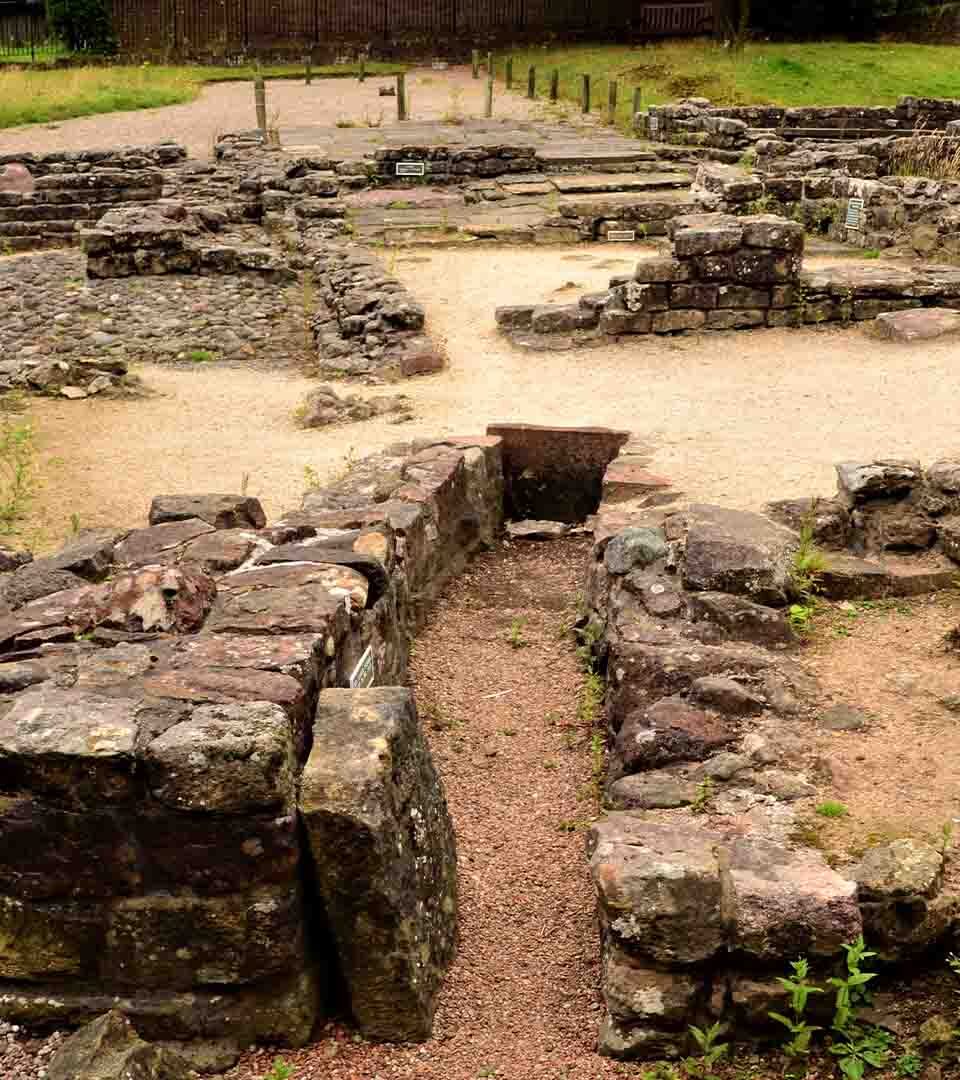 Stone remains of a fort on Antonine Wall.