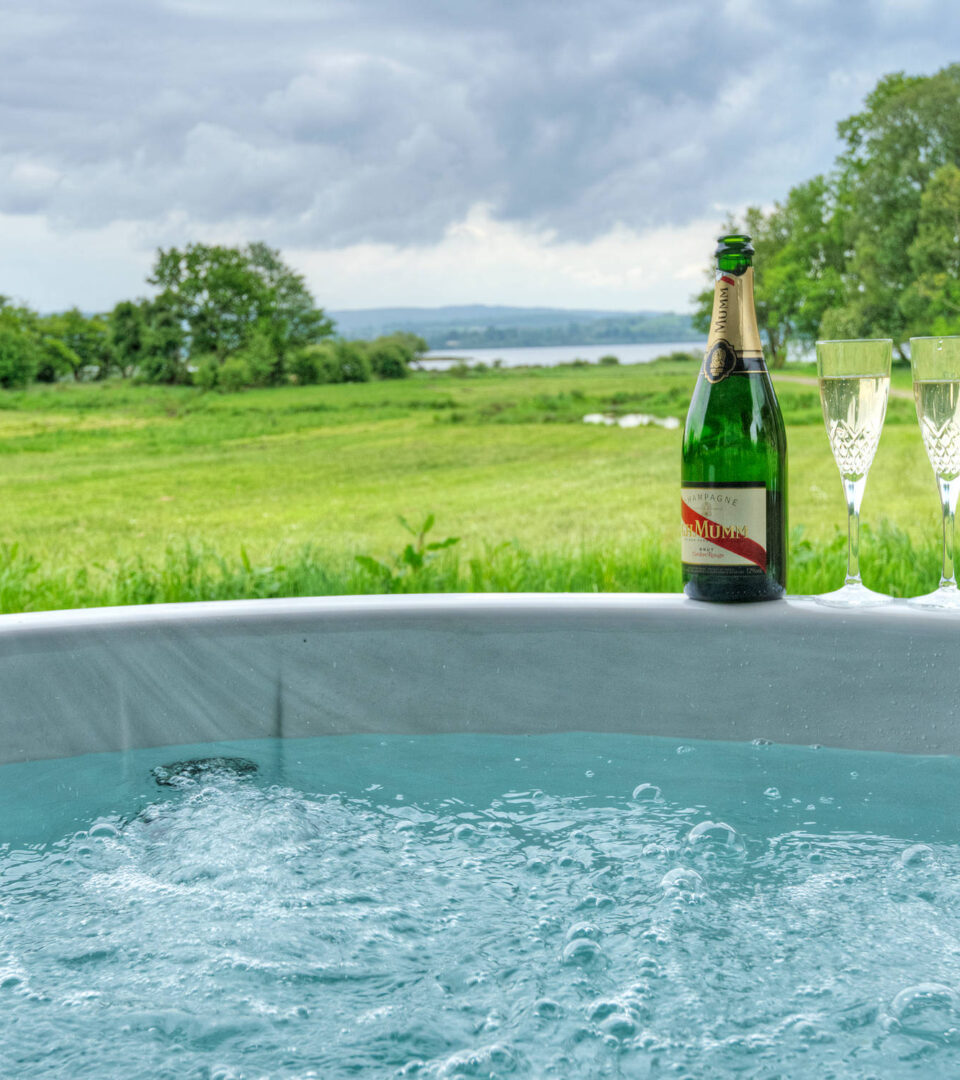 Hot tub with champagne