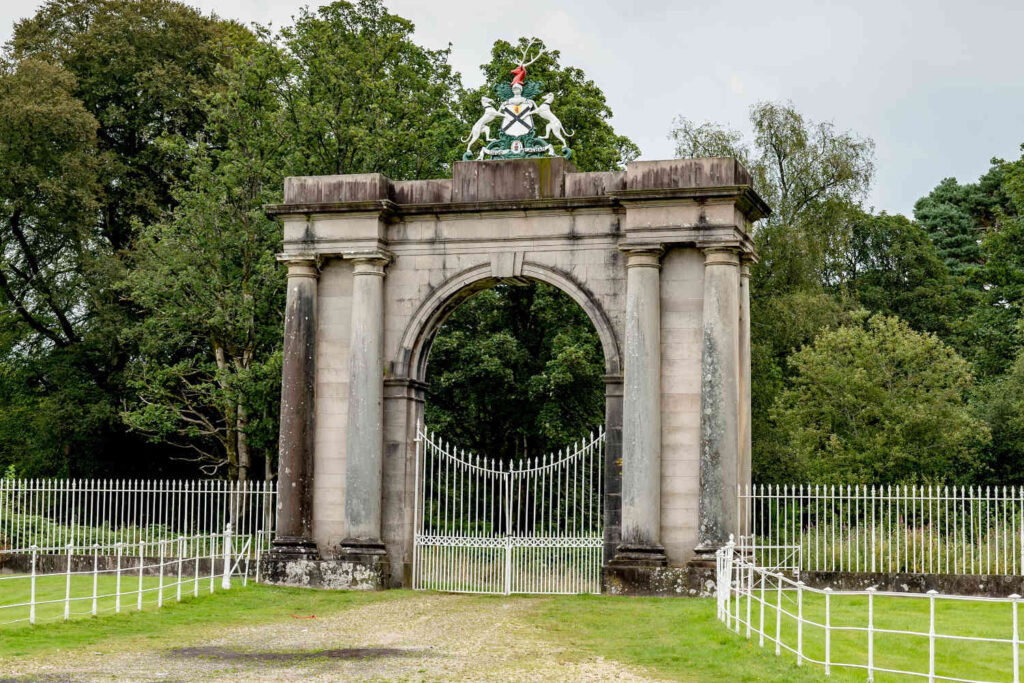 Rossdhu Front Gate of medieval Clan Colquhoun estate near Loch Lomond